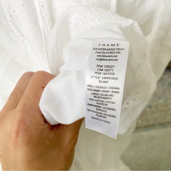 Frame Eyelet Puff Sleeve Mini Dress - Picture 8 of 12